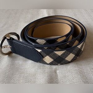 Nwt Talbots womens Black & Cream Checked Leather Belt